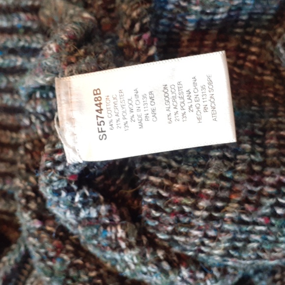 Leo and Nicole Wool blend multicolored long sleeve turtleneck sweater size M - Picture 8 of 12